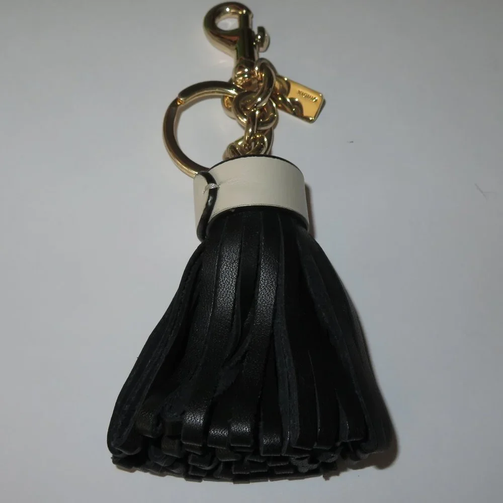 Coach Black And White Key Ring Tussle Key Fob Bag Charm